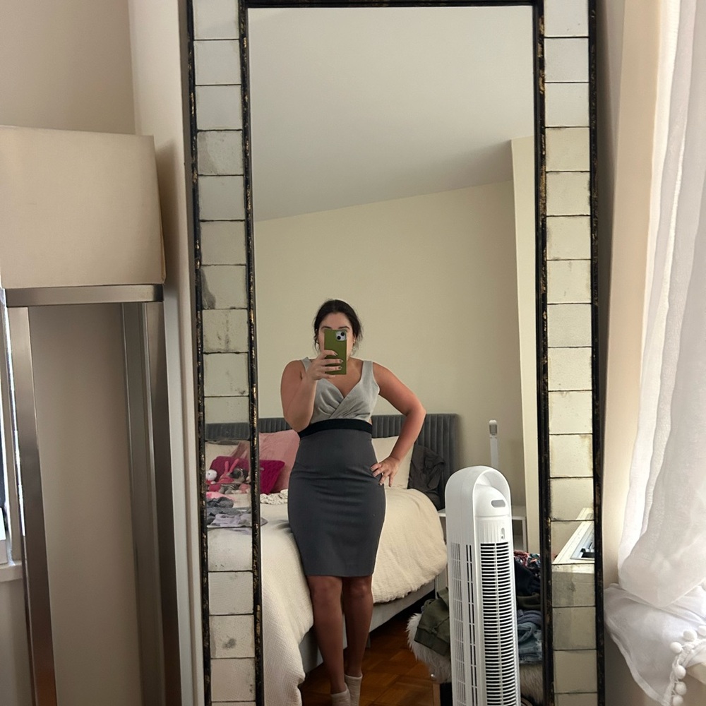 Black halo grey and charcoal cutout dress